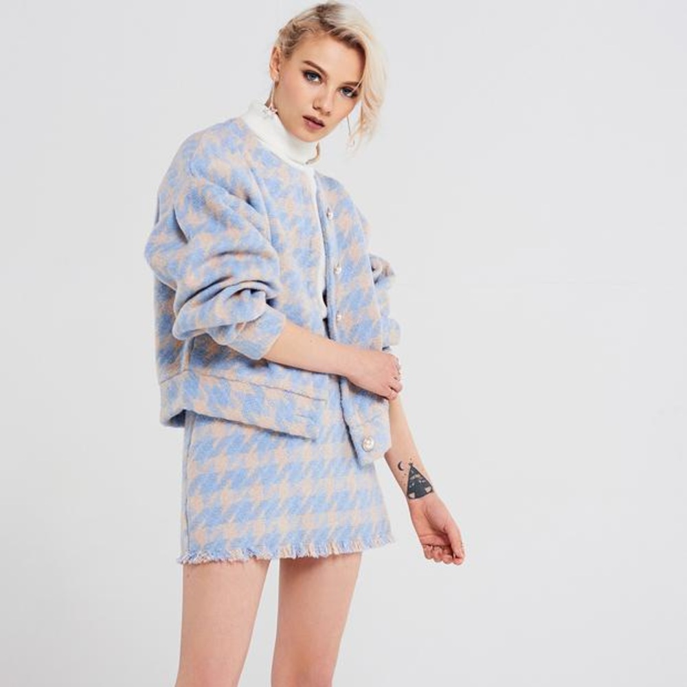 Storets | Lori Houndstooth 2-Piece Set | Sky Blue